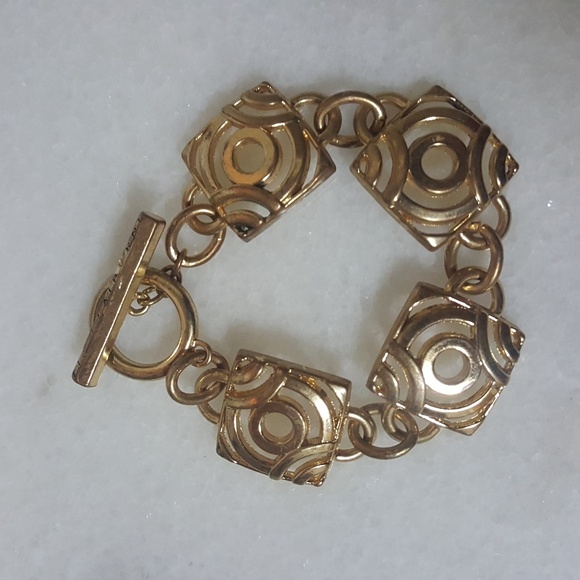 Liz Clairborne Vintage Gold Square Bracelet - Picture 3 of 8
